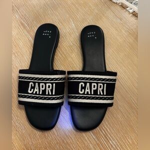 Dark Navy and White Capri Slides - 8